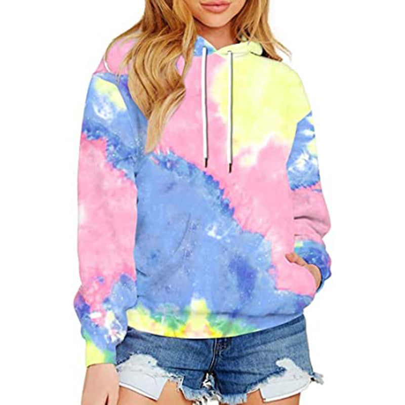 Womens Tie-Dye Hoodie for Stylish Comfort and Versatile Fashion - Dye My World