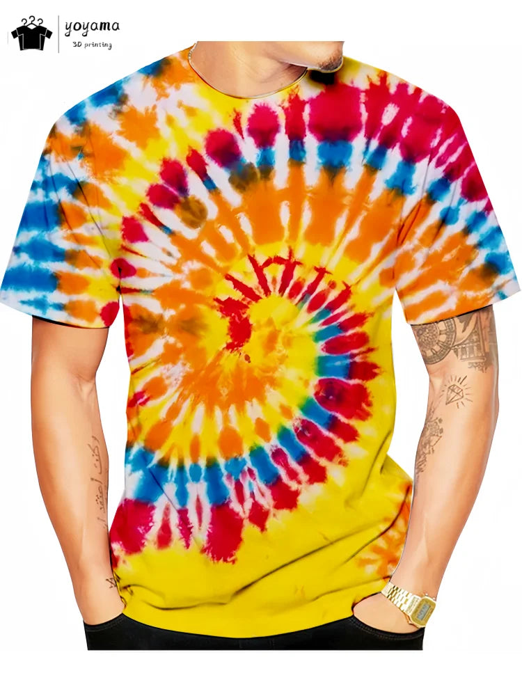 Men's Tie-Dye T-Shirt - Short Sleeve Casual Summer Top for Trendy Men - Dye My World
