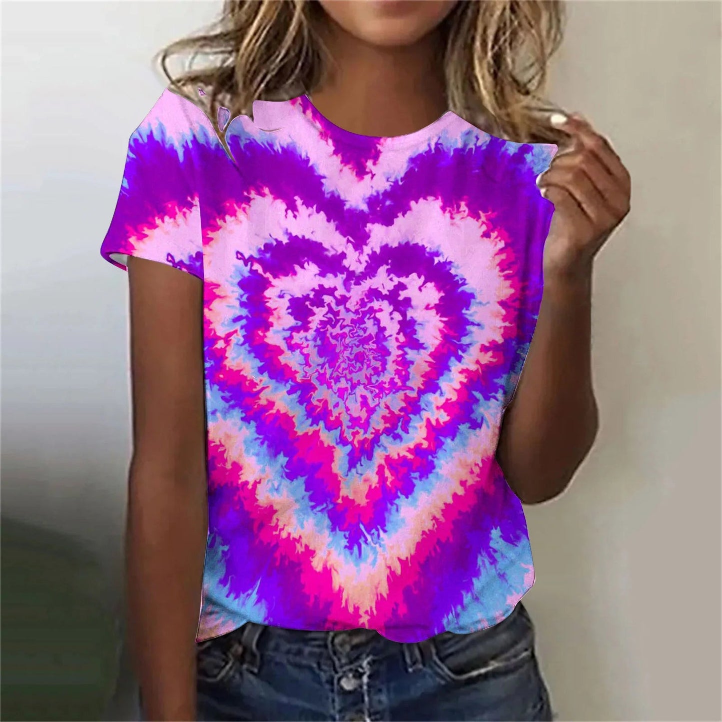 Women’s Tie-Dye Oversized T-Shirt – Colorful Short Sleeve Casual Top - Dye My World