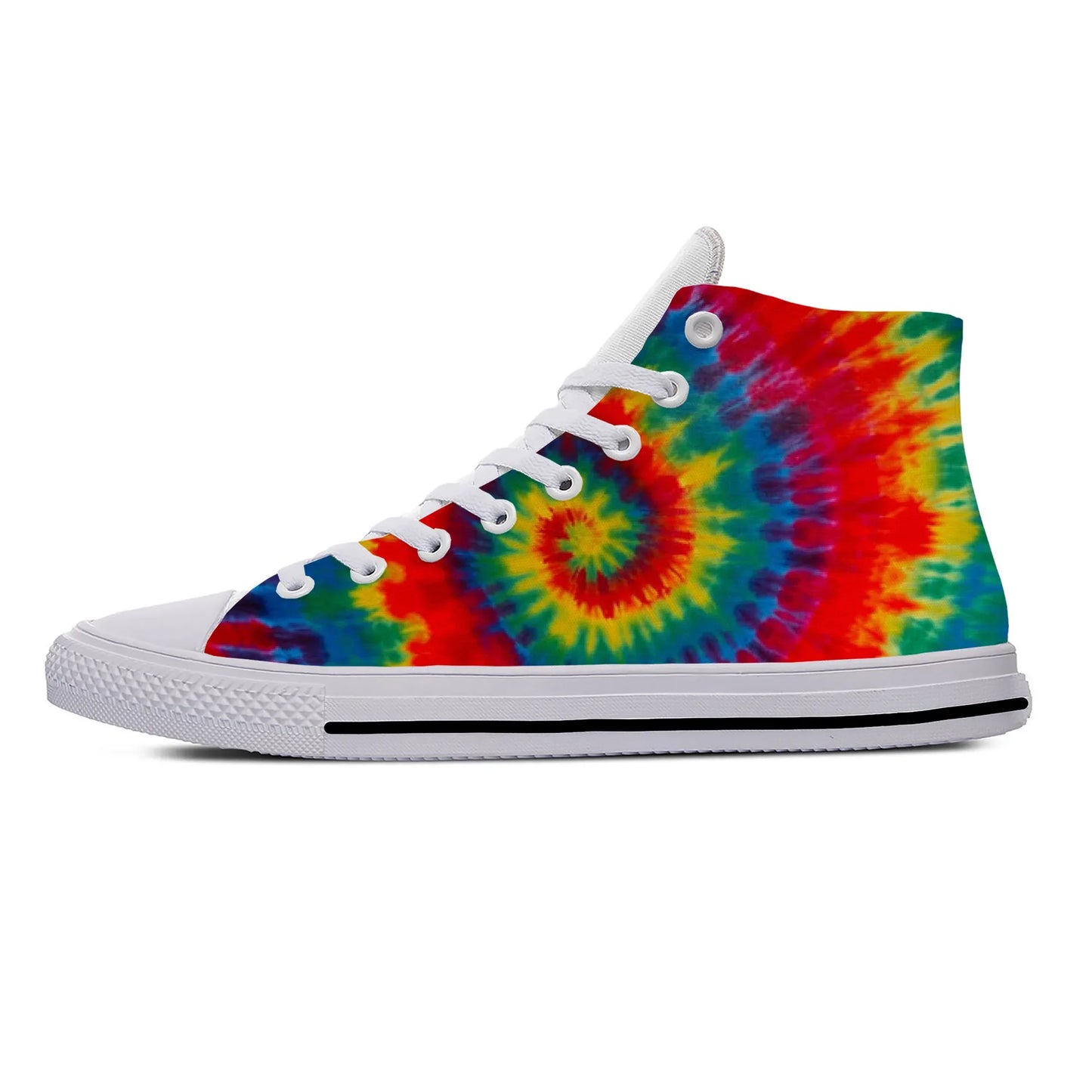 Hot Summer Anime Tie Dye Sneakers High Top Casual Cloth Shoes for Men and Women