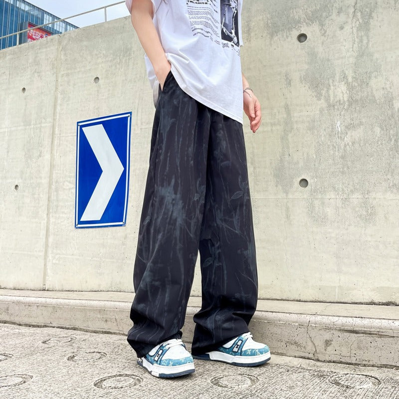 Men's Tie-Dye Ice Silk Pants for Casual Summer Wear in White - Dye My World