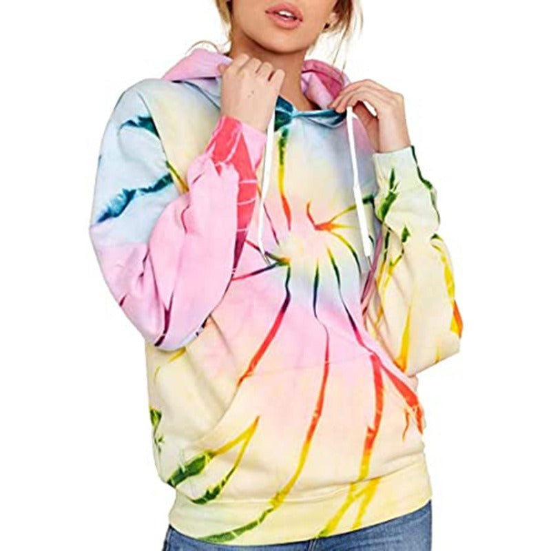 Womens Tie-Dye Hoodie for Stylish Comfort and Versatile Fashion - Dye My World