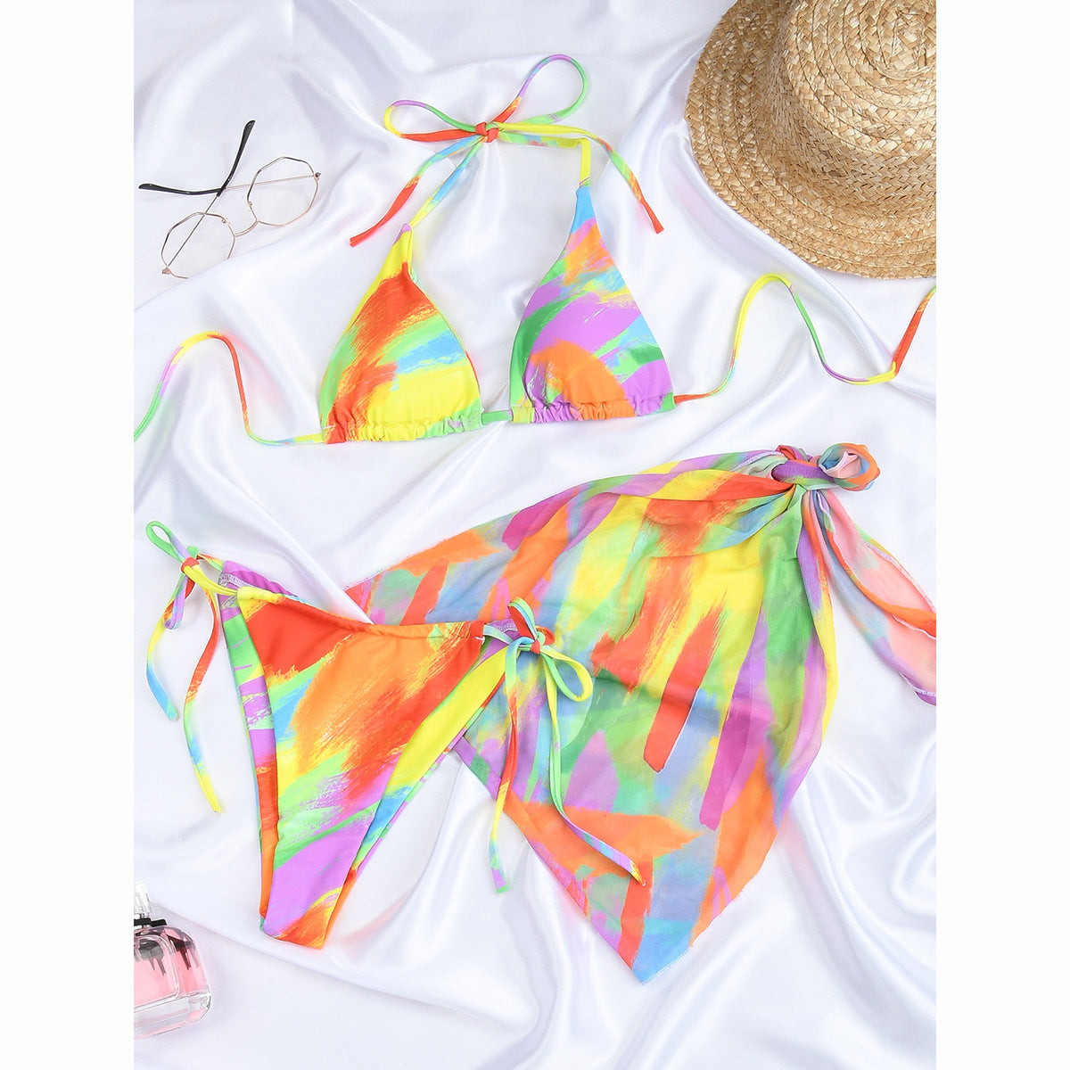 Three-Piece Tie-Dye Bikini Set – Split Women’s Swimwear - Dye My World