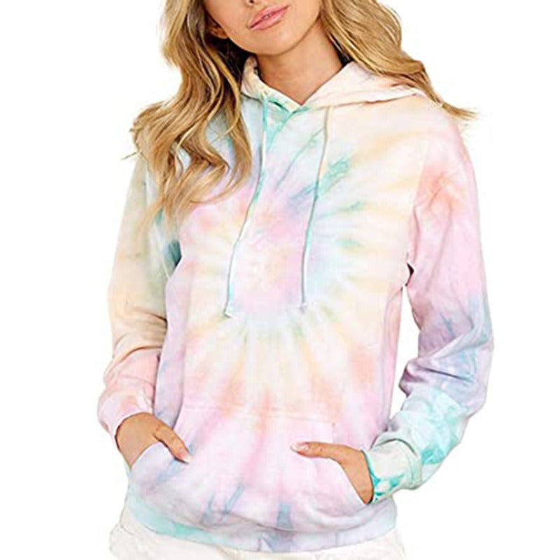Womens Tie-Dye Hoodie for Stylish Comfort and Versatile Fashion - Dye My World