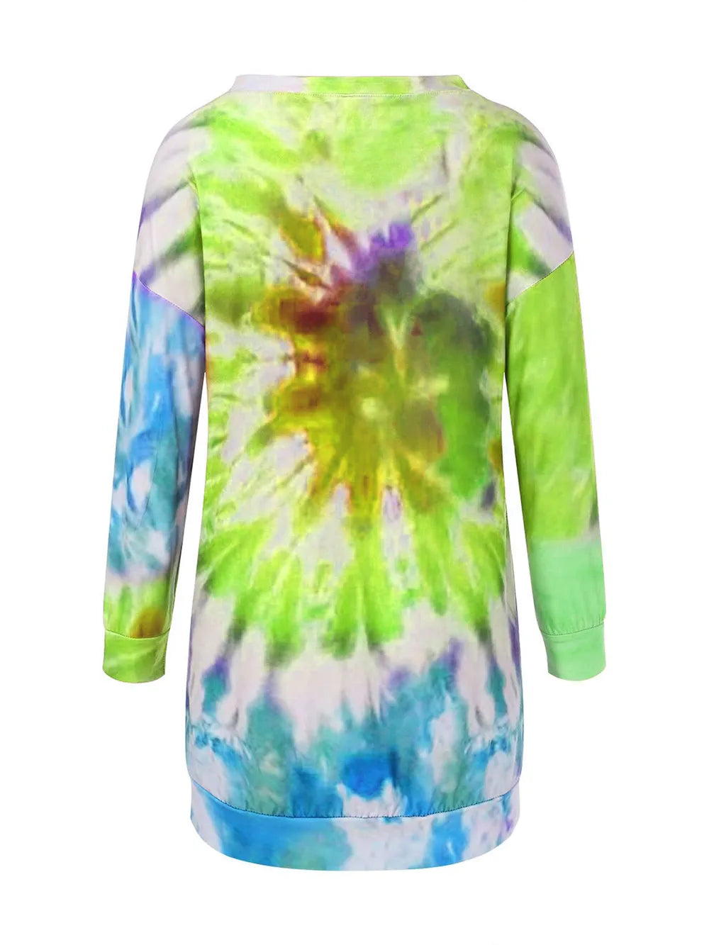 Women's Tie-Dye Long Sleeve Dress with Round Neck - Dye My World