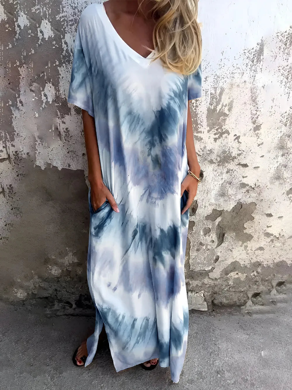 Women's Tie-Dye Dress with Pockets for Effortless Style and Comfort - Dye My World
