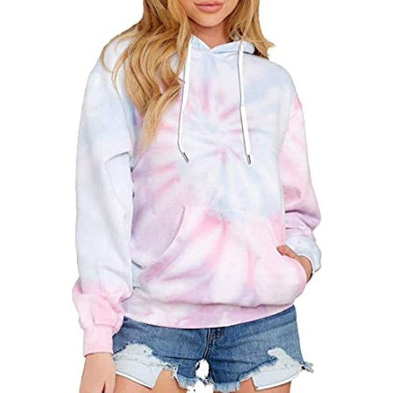 Womens Tie-Dye Hoodie for Stylish Comfort and Versatile Fashion - Dye My World