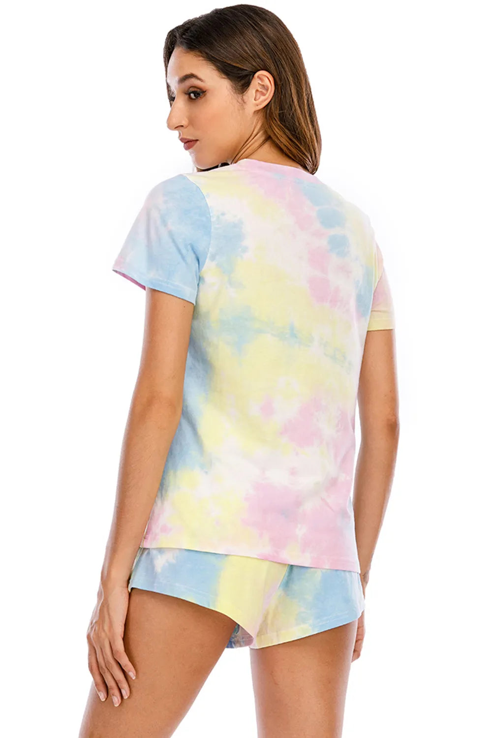 Women's Tie-Dye Pajama Set - Comfortable Short Sleeve Top and Shorts Outfit - Dye My World
