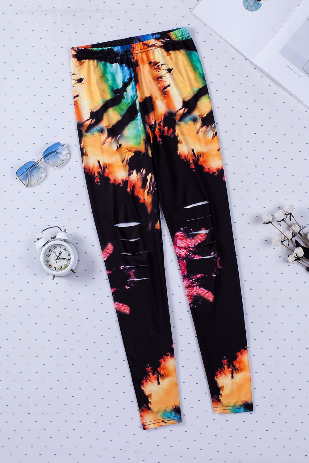 Multicolor Tie-Dye Fitness Leggings – Women's Activewear with Hollow Out Design - Dye My World