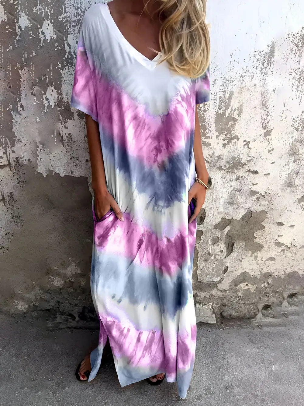 Women's Tie-Dye Dress with Pockets for Effortless Style and Comfort - Dye My World