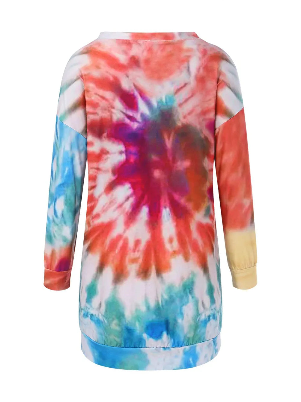 Women's Tie-Dye Long Sleeve Dress with Round Neck - Dye My World