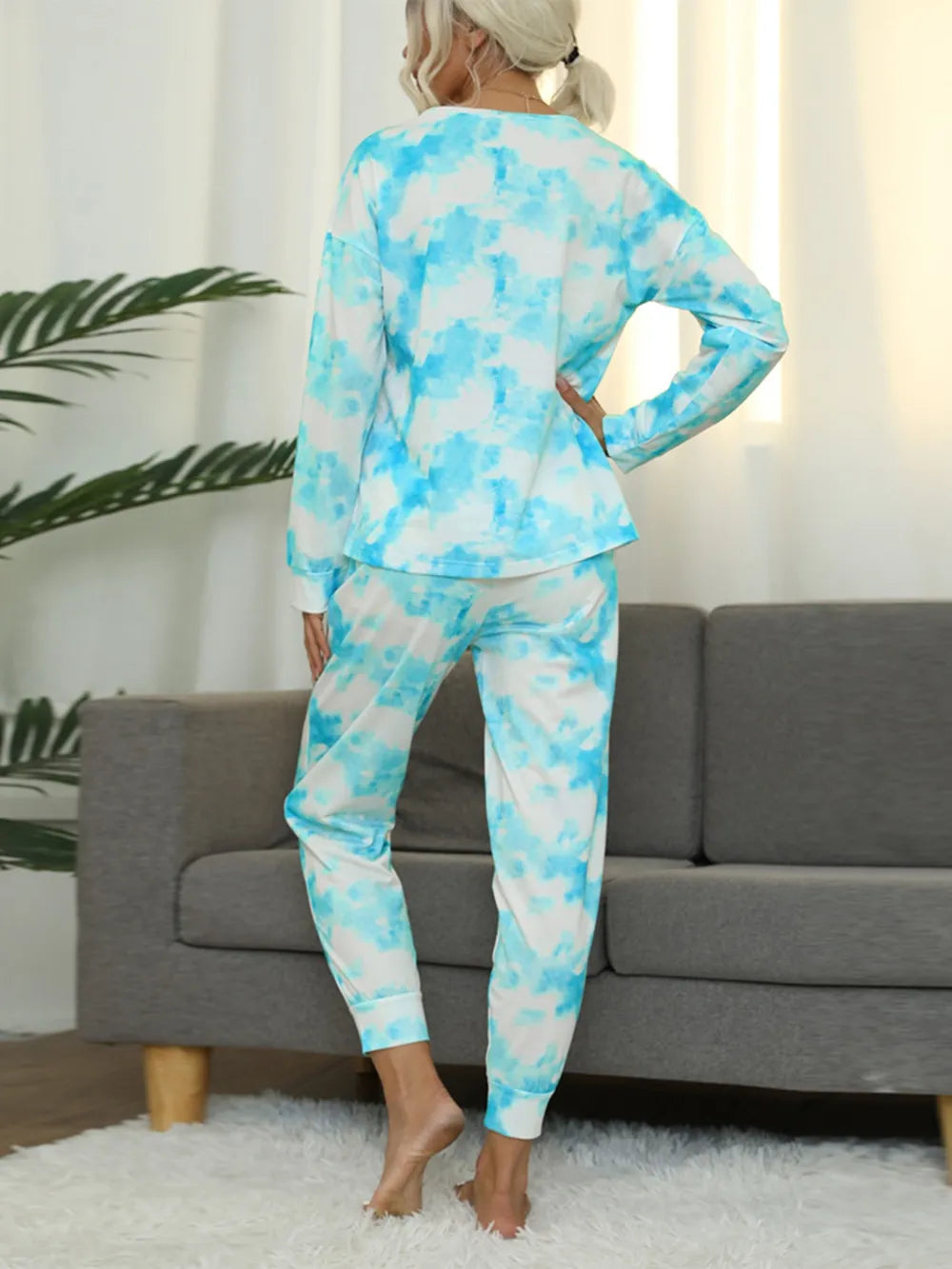 Shiny Tie-Dye Pajamas Set for Women – Stylish Top and Pants Combo - Dye My World