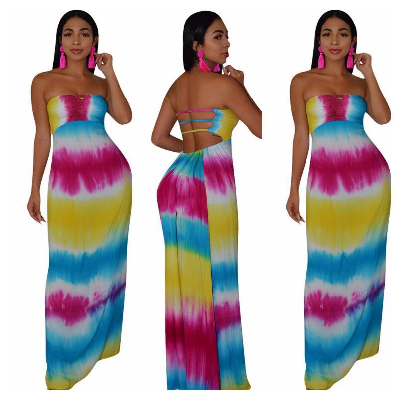 Tie-Dye Maxi Dress – Stylish Strapless Boho Summer Long Dress - Dye My World