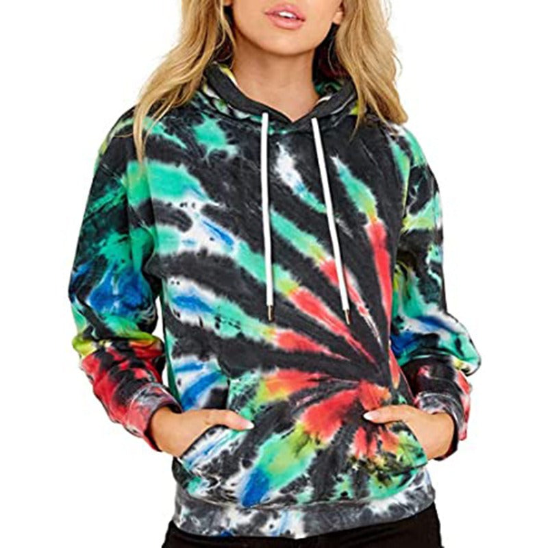 Womens Tie-Dye Hoodie for Stylish Comfort and Versatile Fashion - Dye My World