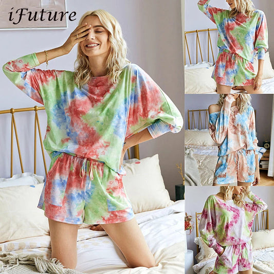 Women's Tie-Dye Pajama Set - Stylish Two-Piece Outfit for Relaxation and Comfort - Dye My World