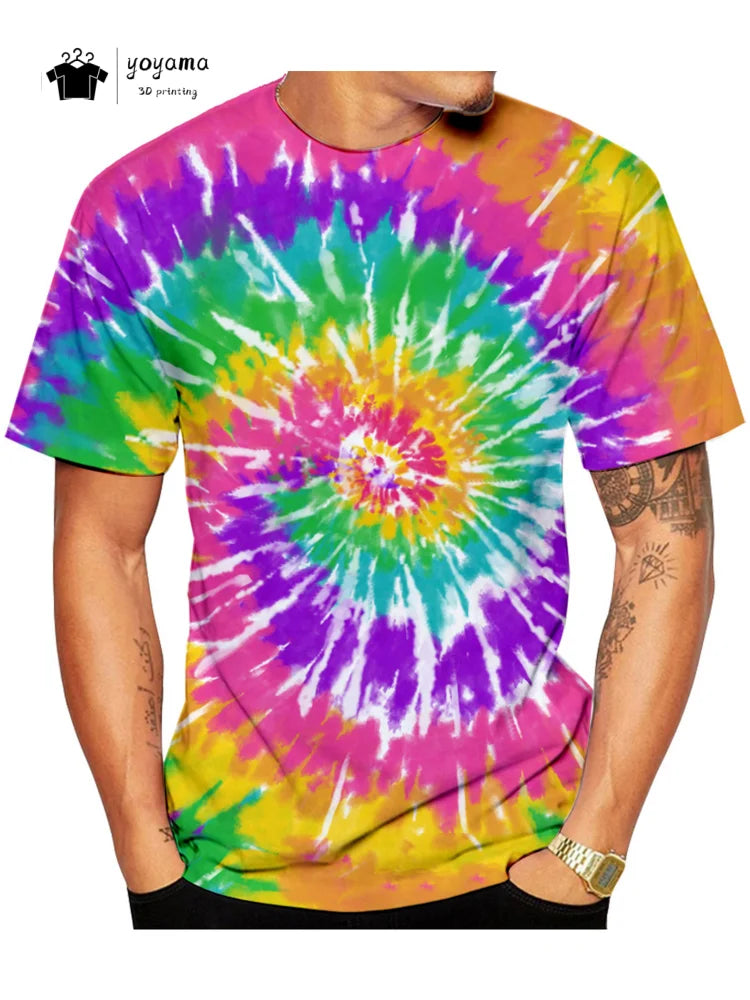 Men's Tie-Dye T-Shirt - Short Sleeve Casual Summer Top for Trendy Men - Dye My World