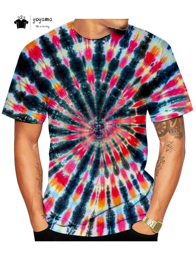 Men's Tie-Dye T-Shirt - Short Sleeve Casual Summer Top for Trendy Men - Dye My World