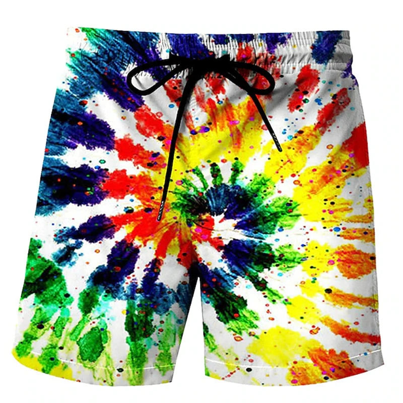 Men’s 3D Print Board Shorts in Rainbow Design - Dye My World
