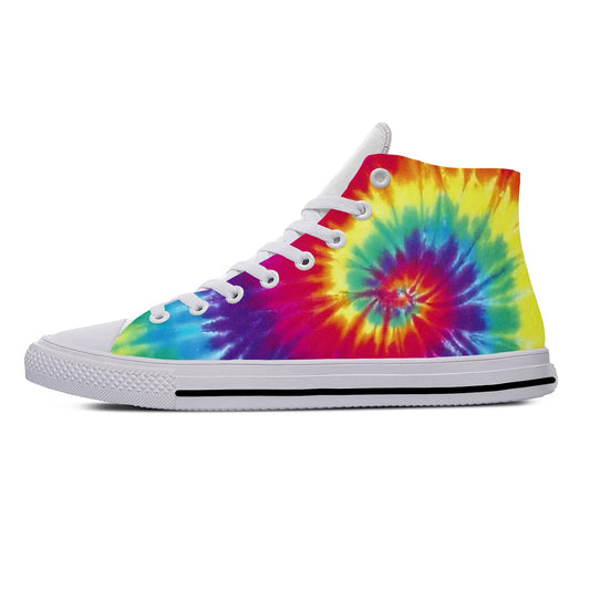 Hot Summer Anime Tie Dye Sneakers High Top Casual Cloth Shoes for Men and Women
