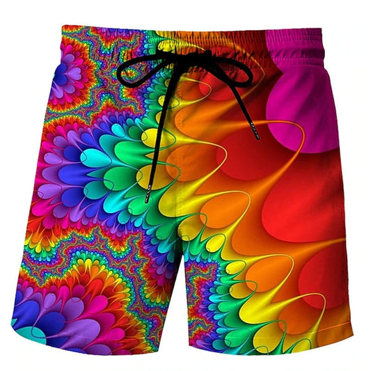 Men’s 3D Print Board Shorts in Rainbow Design - Dye My World