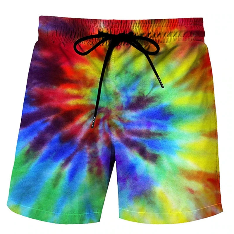 Men’s 3D Print Board Shorts in Rainbow Design - Dye My World