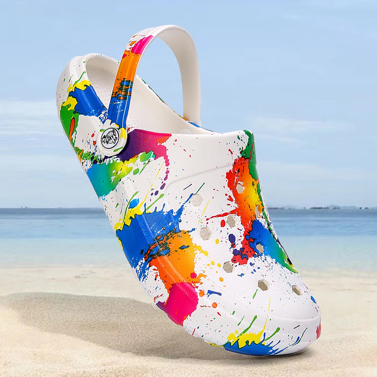 Tie-Dye Garden Clogs for Women - Lightweight Non-Slip Slip-On Comfortable Two-Way Wear Beach Slides