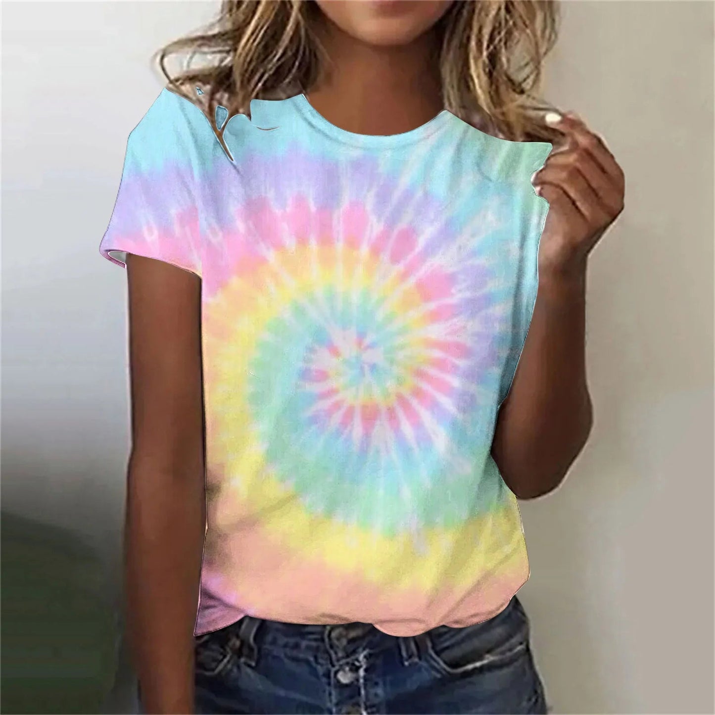 Women’s Tie-Dye Oversized T-Shirt – Colorful Short Sleeve Casual Top - Dye My World