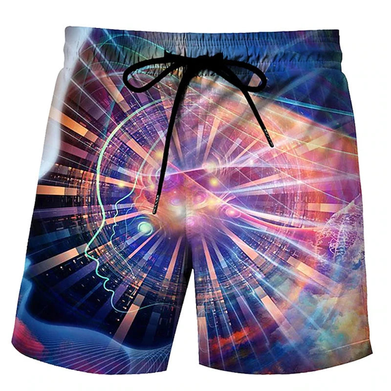 Men’s 3D Print Board Shorts in Rainbow Design - Dye My World