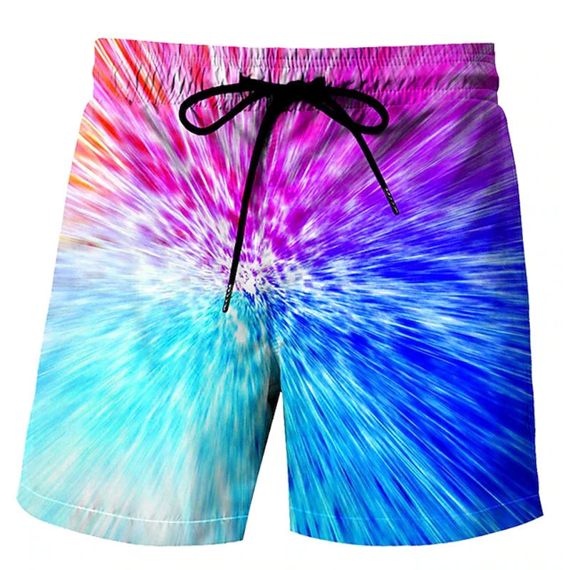 Men’s 3D Print Board Shorts in Rainbow Design - Dye My World