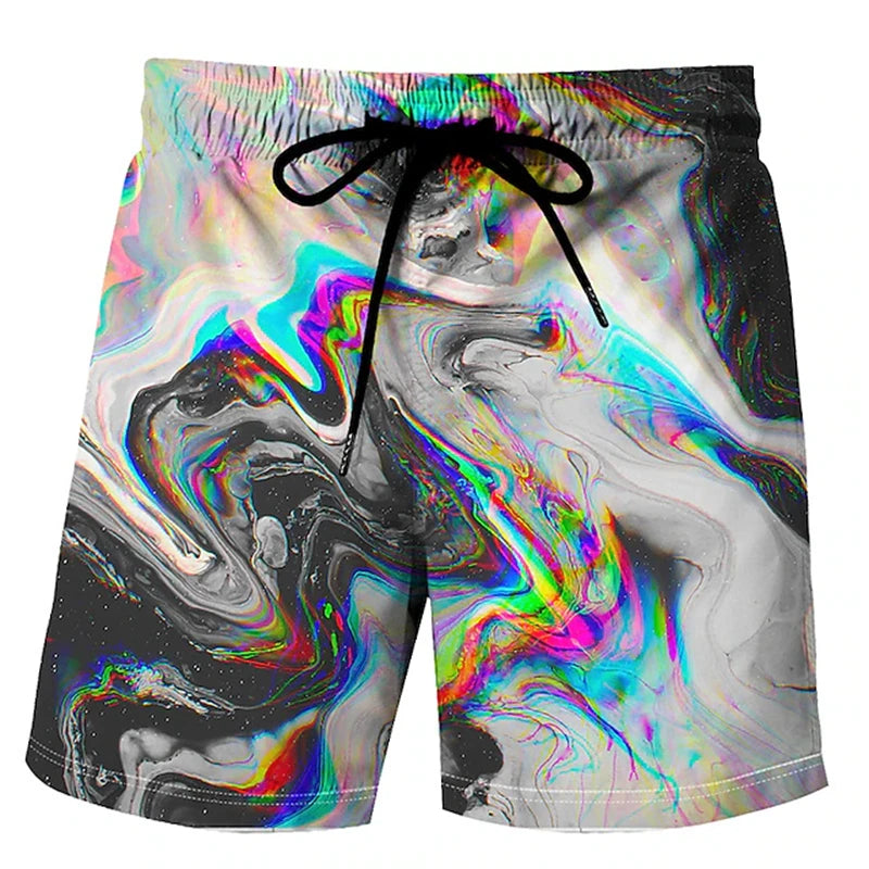 Men’s 3D Print Board Shorts in Rainbow Design - Dye My World