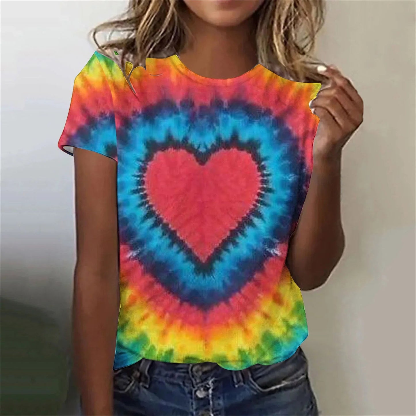 Women’s Tie-Dye Oversized T-Shirt – Colorful Short Sleeve Casual Top - Dye My World