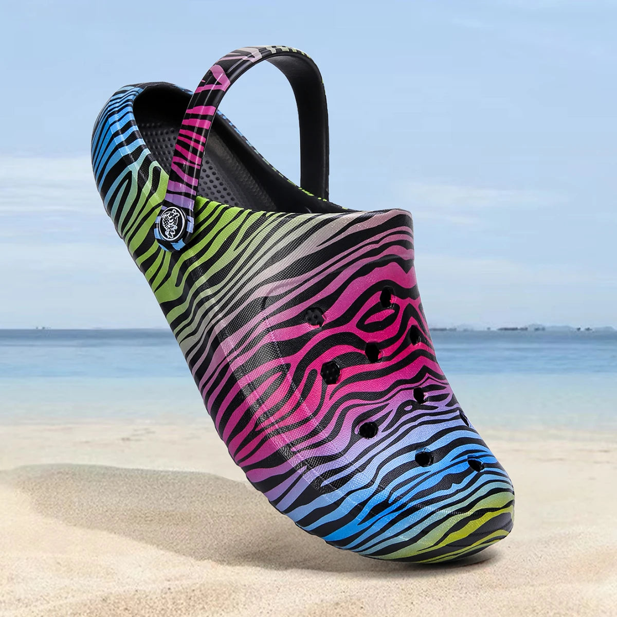 Tie-Dye Garden Clogs for Women - Lightweight Non-Slip Slip-On Comfortable Two-Way Wear Beach Slides