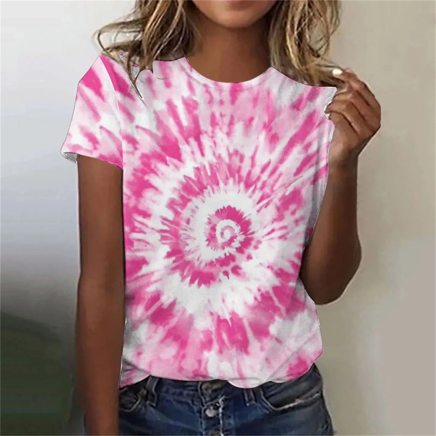 Women’s Tie-Dye Oversized T-Shirt – Colorful Short Sleeve Casual Top - Dye My World