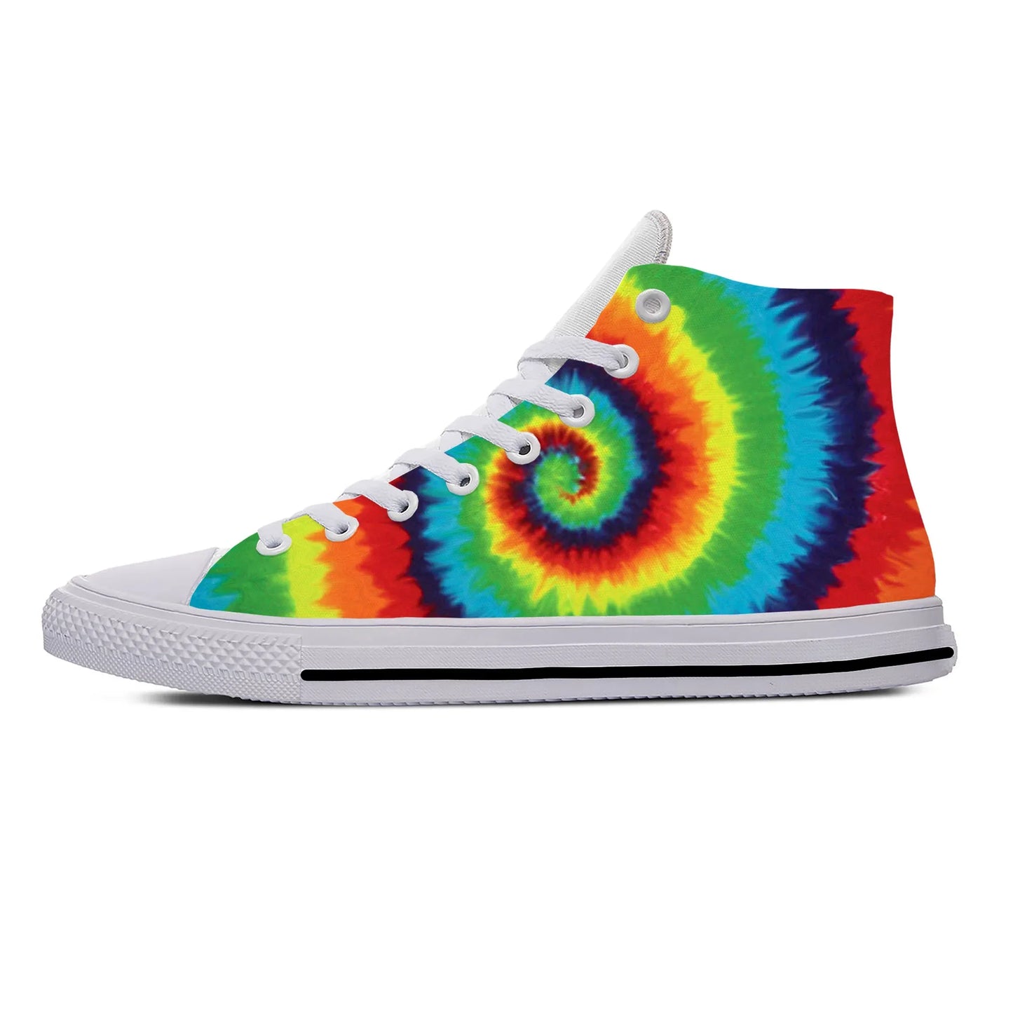 Hot Summer Anime Tie Dye Sneakers High Top Casual Cloth Shoes for Men and Women