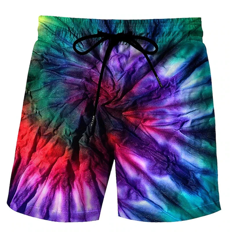 Men’s 3D Print Board Shorts in Rainbow Design - Dye My World