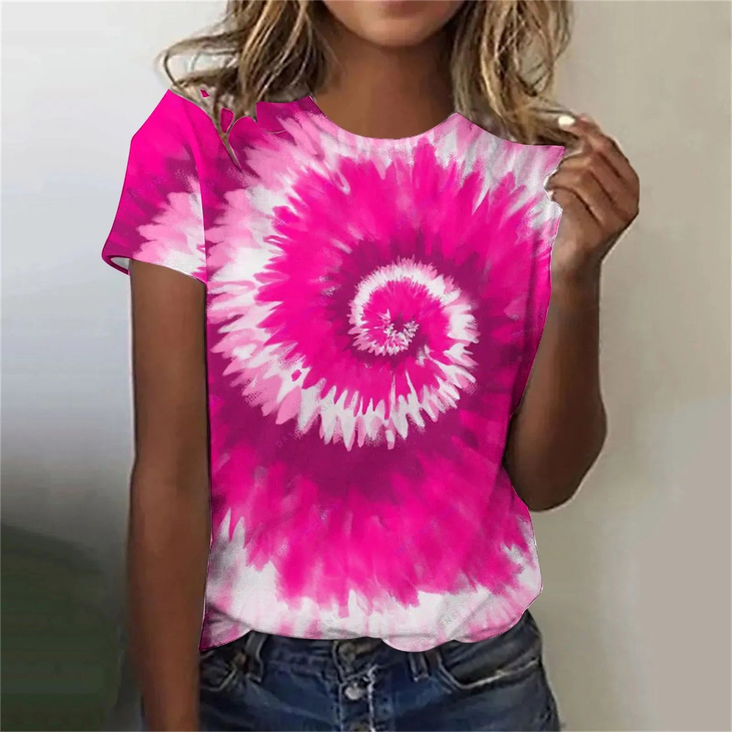 Women’s Tie-Dye Oversized T-Shirt – Colorful Short Sleeve Casual Top - Dye My World