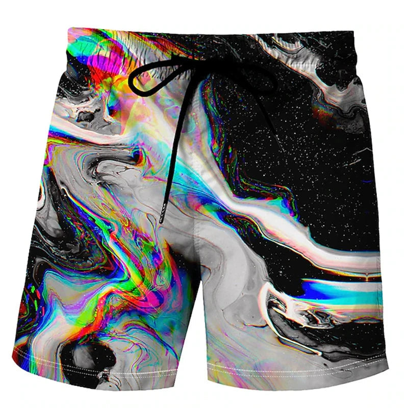 Men’s 3D Print Board Shorts in Rainbow Design - Dye My World