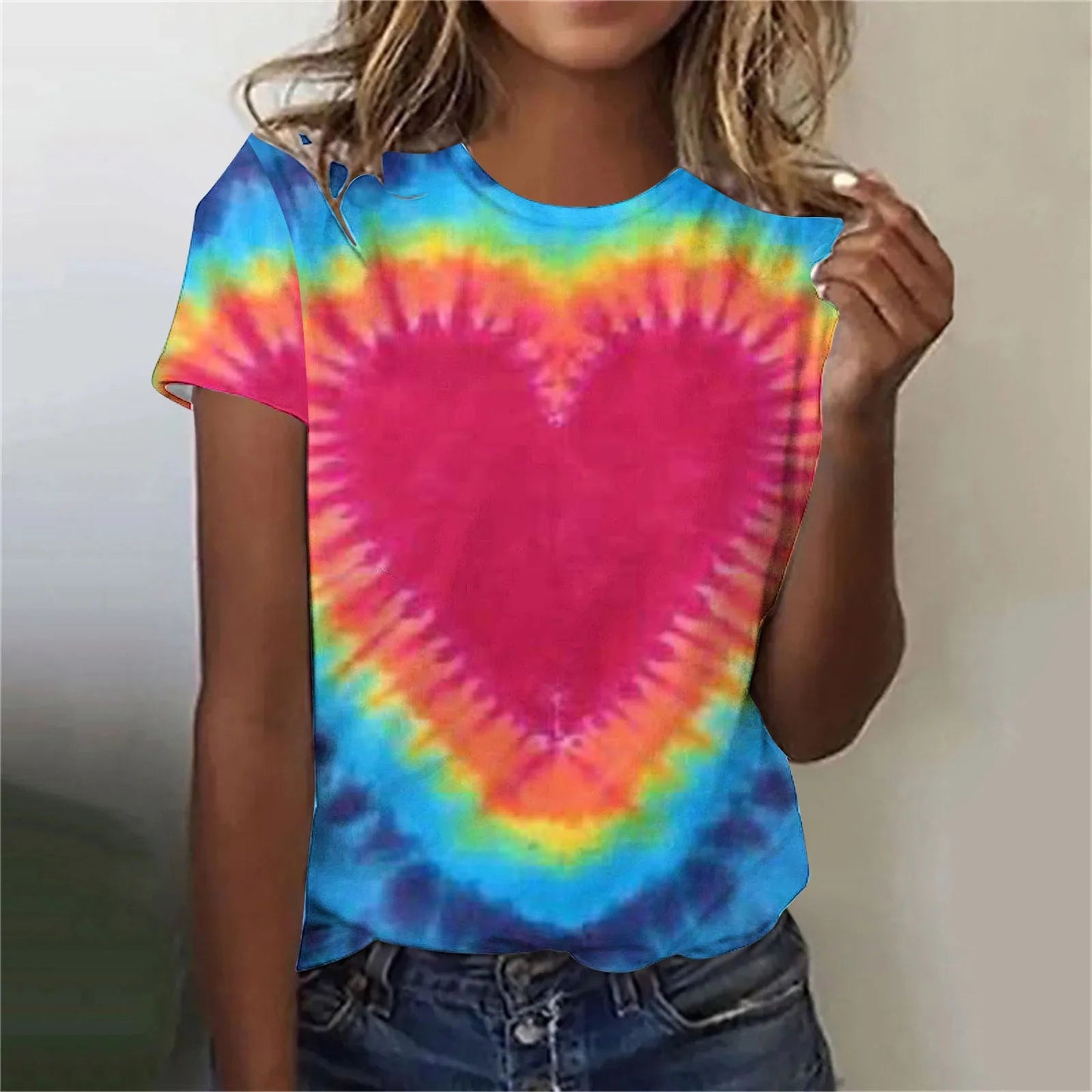 Women’s Tie-Dye Oversized T-Shirt – Colorful Short Sleeve Casual Top - Dye My World