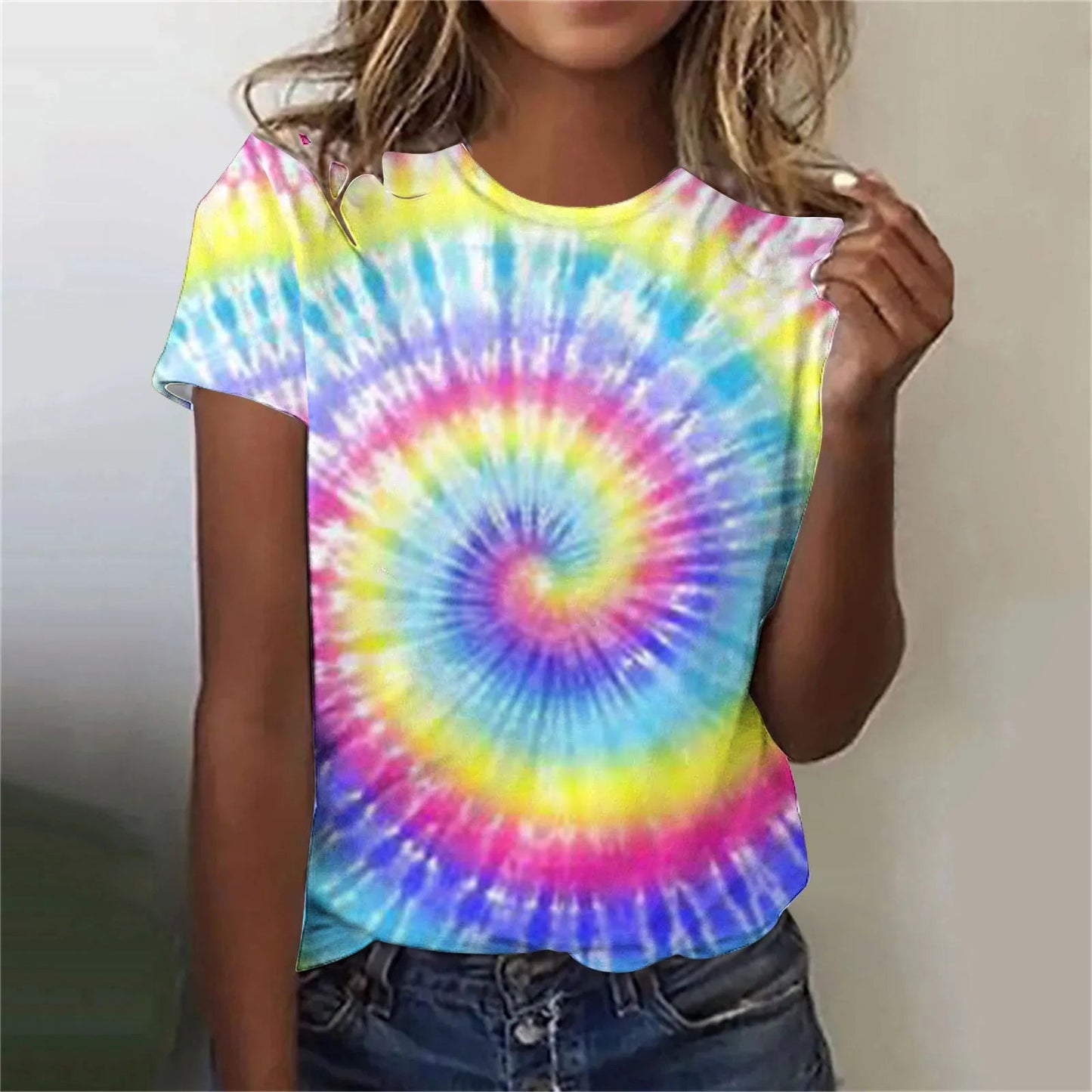 Women’s Tie-Dye Oversized T-Shirt – Colorful Short Sleeve Casual Top - Dye My World