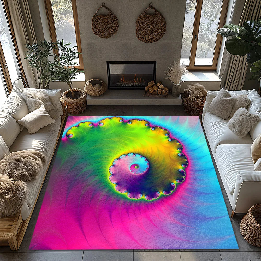 Colorful Tie-Dye Area Rug – Soft Abstract Rainbow Carpet for Living Room or Bedroom - Dye My World