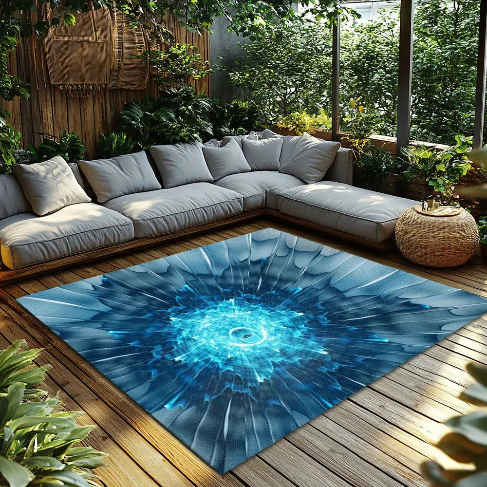 Blue Tie-Dye Geometric Rug - Soft Shag Carpet for Living Room & Bedroom - Dye My World