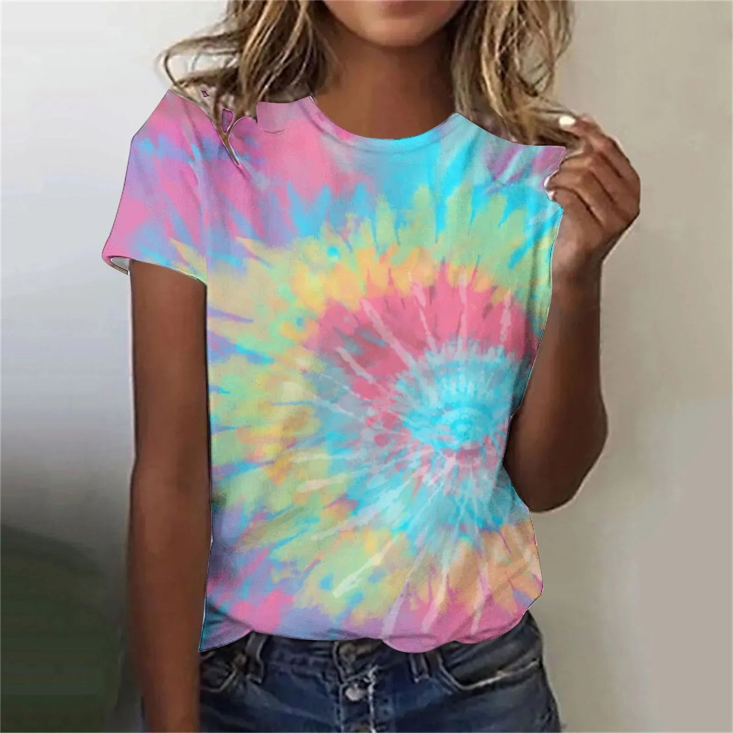 Women’s Tie-Dye Oversized T-Shirt – Colorful Short Sleeve Casual Top - Dye My World