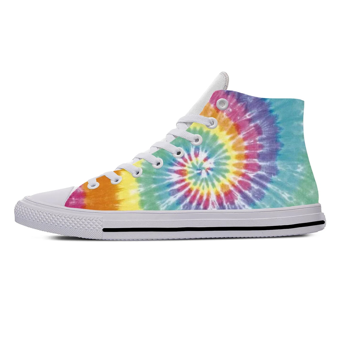 Hot Summer Anime Tie Dye Sneakers High Top Casual Cloth Shoes for Men and Women