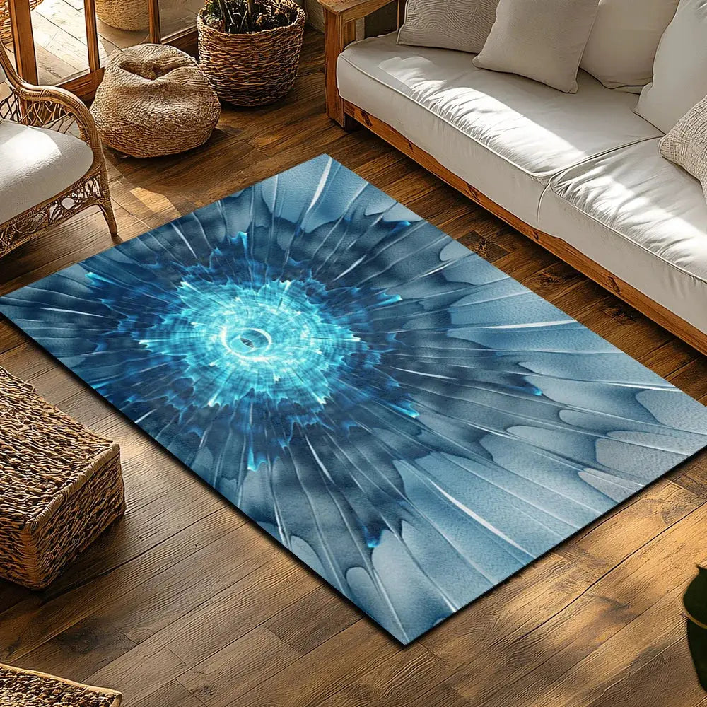 Blue Tie-Dye Geometric Rug - Soft Shag Carpet for Living Room & Bedroom - Dye My World