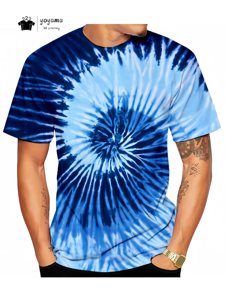 Men's Tie-Dye T-Shirt - Short Sleeve Casual Summer Top for Trendy Men - Dye My World