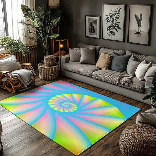 Colorful Tie Dye Rug – Vibrant Non-Slip Spiral Floor Mat for Living Room and Bedroom Decor - Dye My World