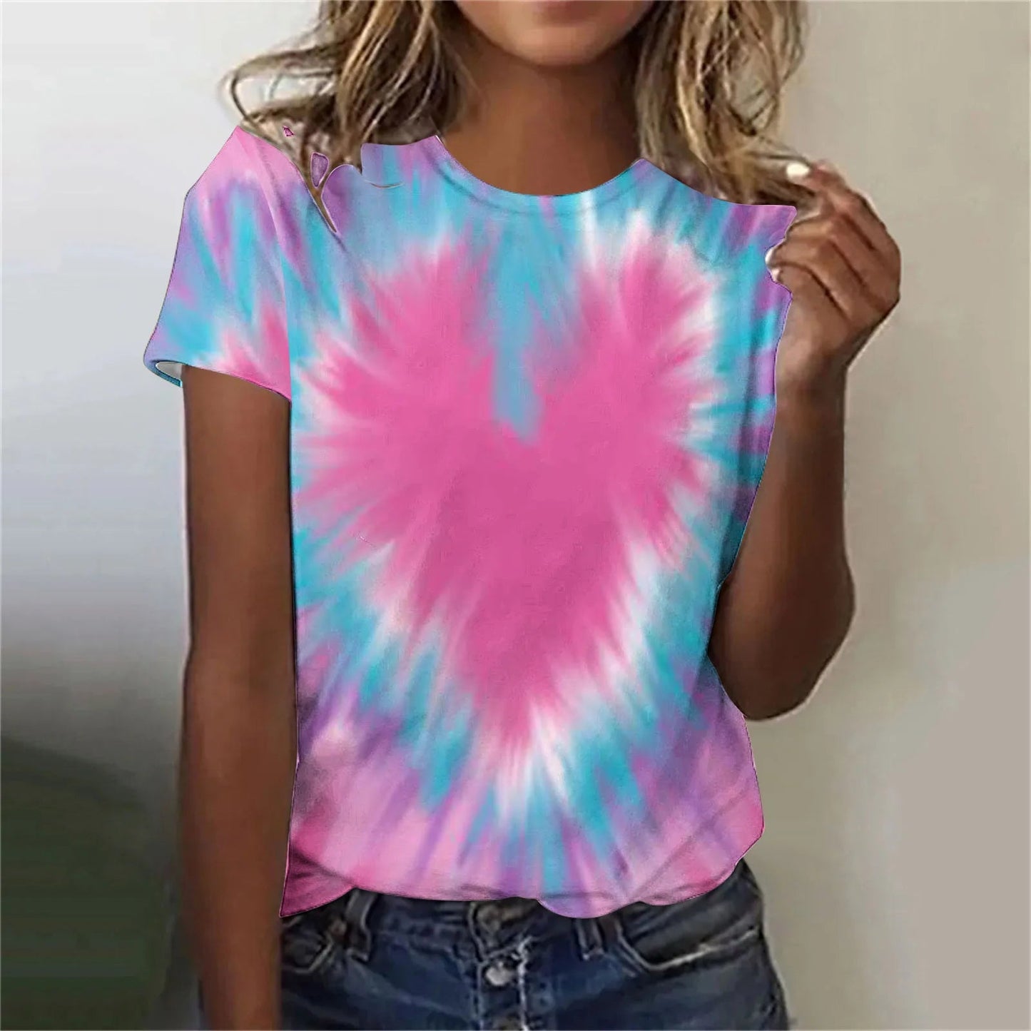 Women’s Tie-Dye Oversized T-Shirt – Colorful Short Sleeve Casual Top - Dye My World