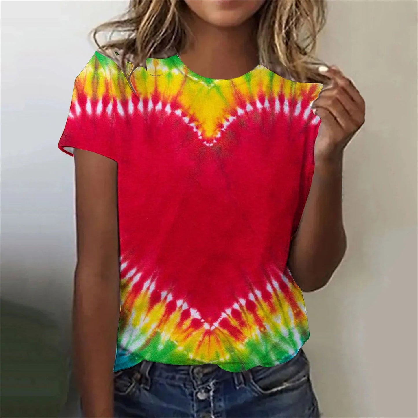 Women’s Tie-Dye Oversized T-Shirt – Colorful Short Sleeve Casual Top - Dye My World