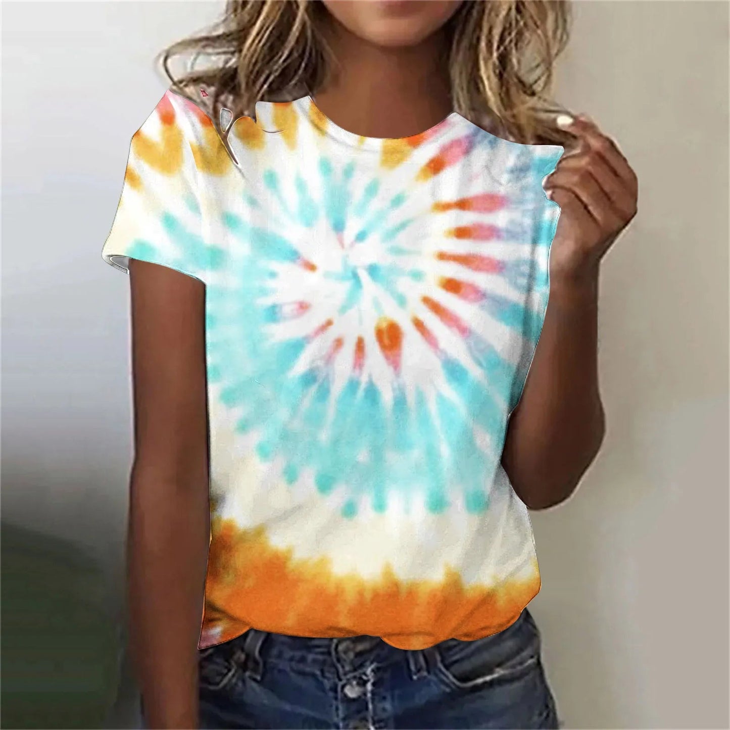 Women’s Tie-Dye Oversized T-Shirt – Colorful Short Sleeve Casual Top - Dye My World