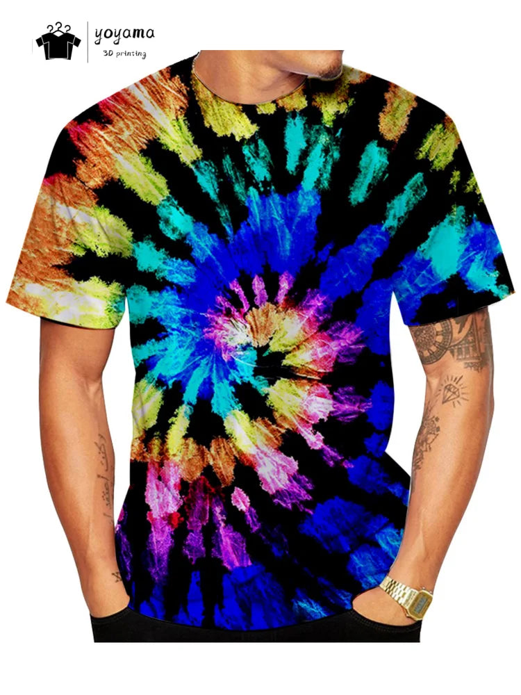 Men's Tie-Dye T-Shirt - Short Sleeve Casual Summer Top for Trendy Men - Dye My World
